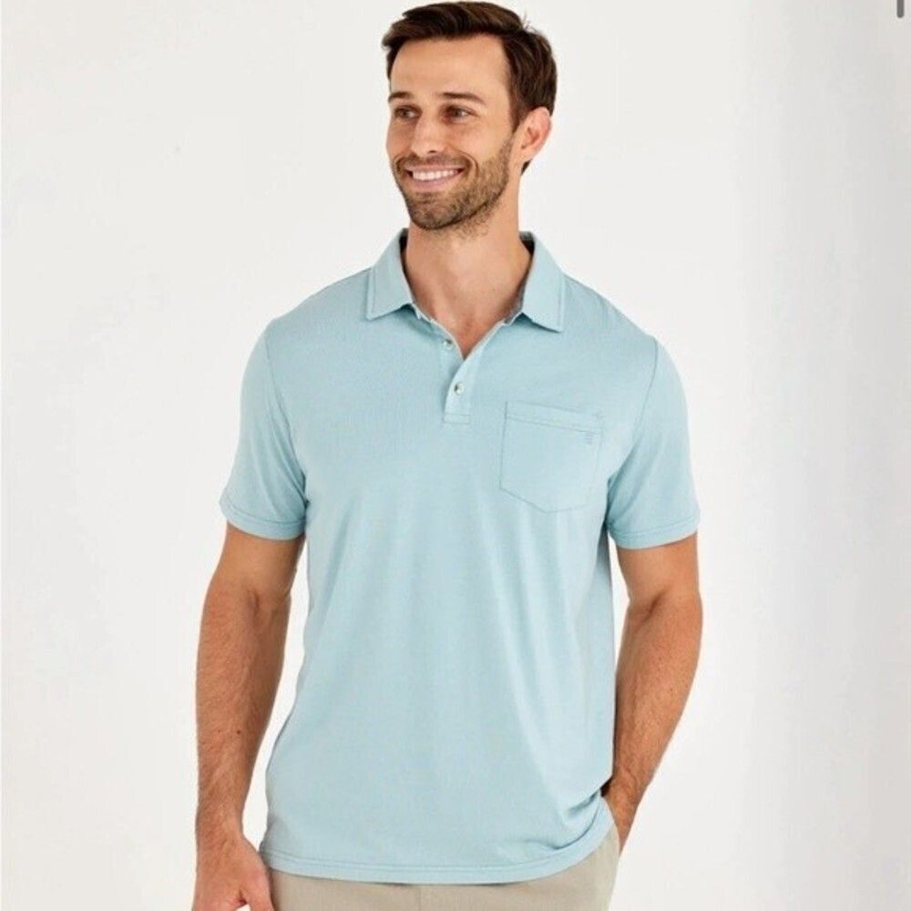 Free fly polo mens bamboo heritage polo size medium blue
